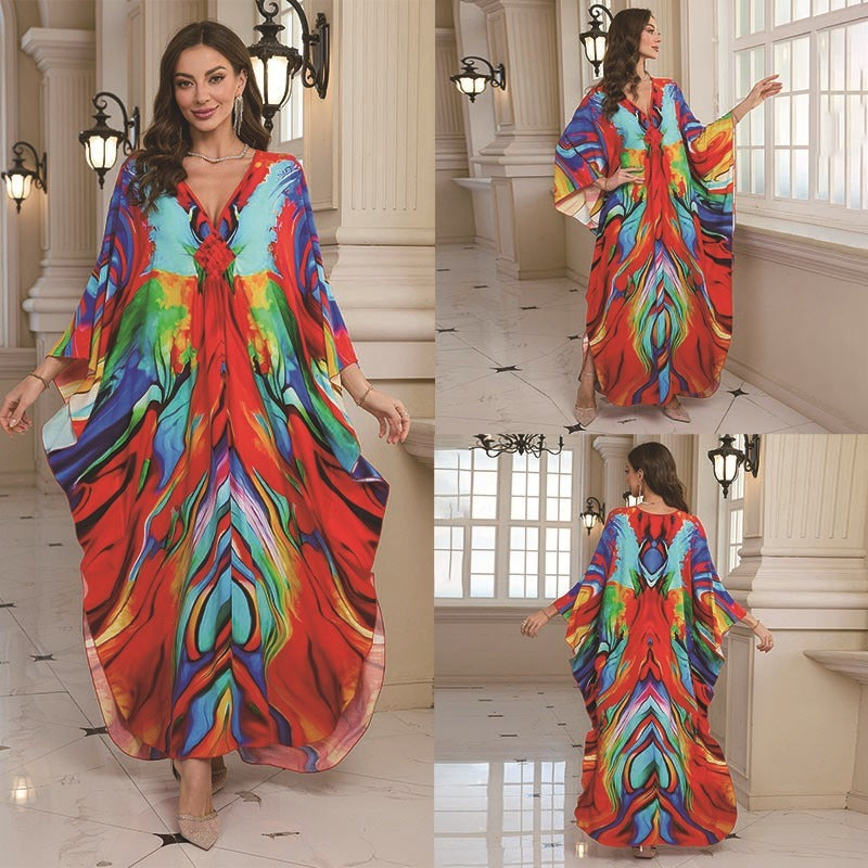 Fashion Personalized Cotton Printed Beach Dress Women Grayceful LLC