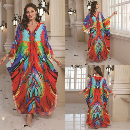 Fashion Personalized Cotton Printed Beach Dress Women Grayceful LLC