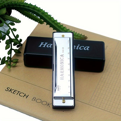 10 Hole Harmonica Mouth Organ | Puzzle Musical Instrument, Beginner Teaching, Playing Gift, Copper Core Resin, Available in, Pink, Red, Golden, Silvery Grey NovaCart