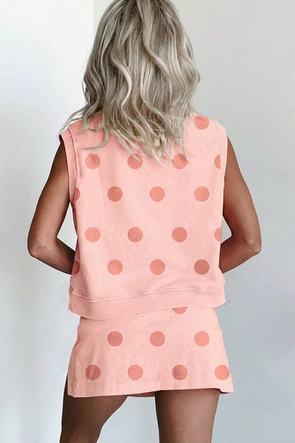 Polka Dot Sleeveless Top and Skort Casual Two-Piece Set New Era Fashion LLc