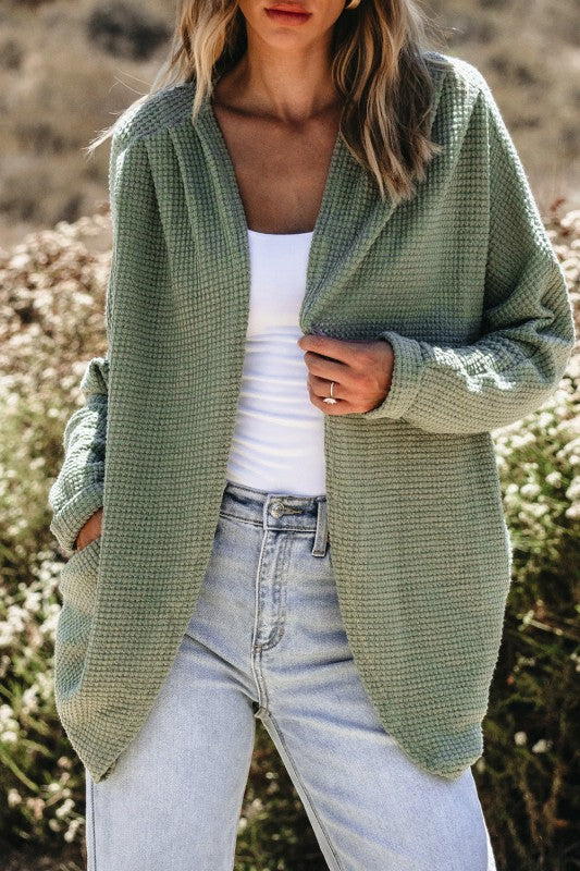 Waffle Knit Open Front Cardigan Shop Style & More | Fresh Looks, Everyday Deals & Free Shipping