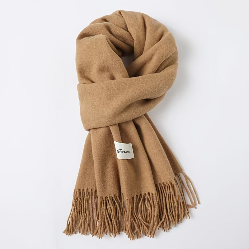 Solid Color Tassel Scarf, Hand Wash Only, Elegant Fringe Shawl for Women, Fashion Accessory NovaCart