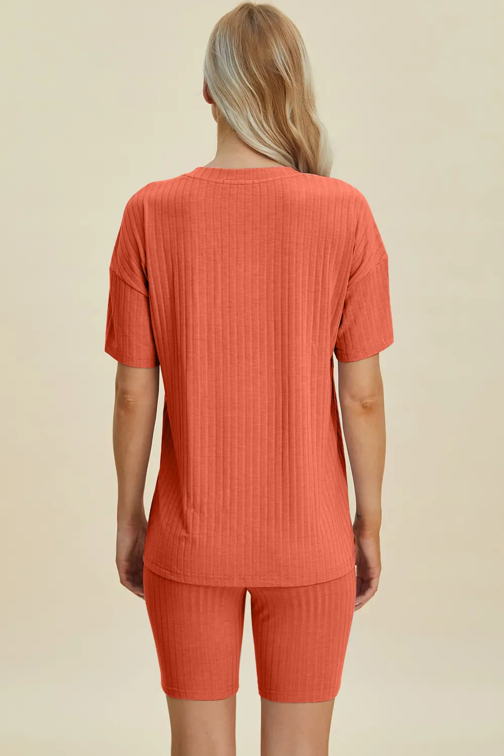 Basic Bae Full Size Ribbed V-Neck Short Sleeve Top and Shorts Set New Era Fashion LLc