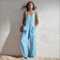 Women's Sleeveless V-Neck Pocketed Wide-Leg Jumpsuit – 5 Colors S–3XL FitiqueFit