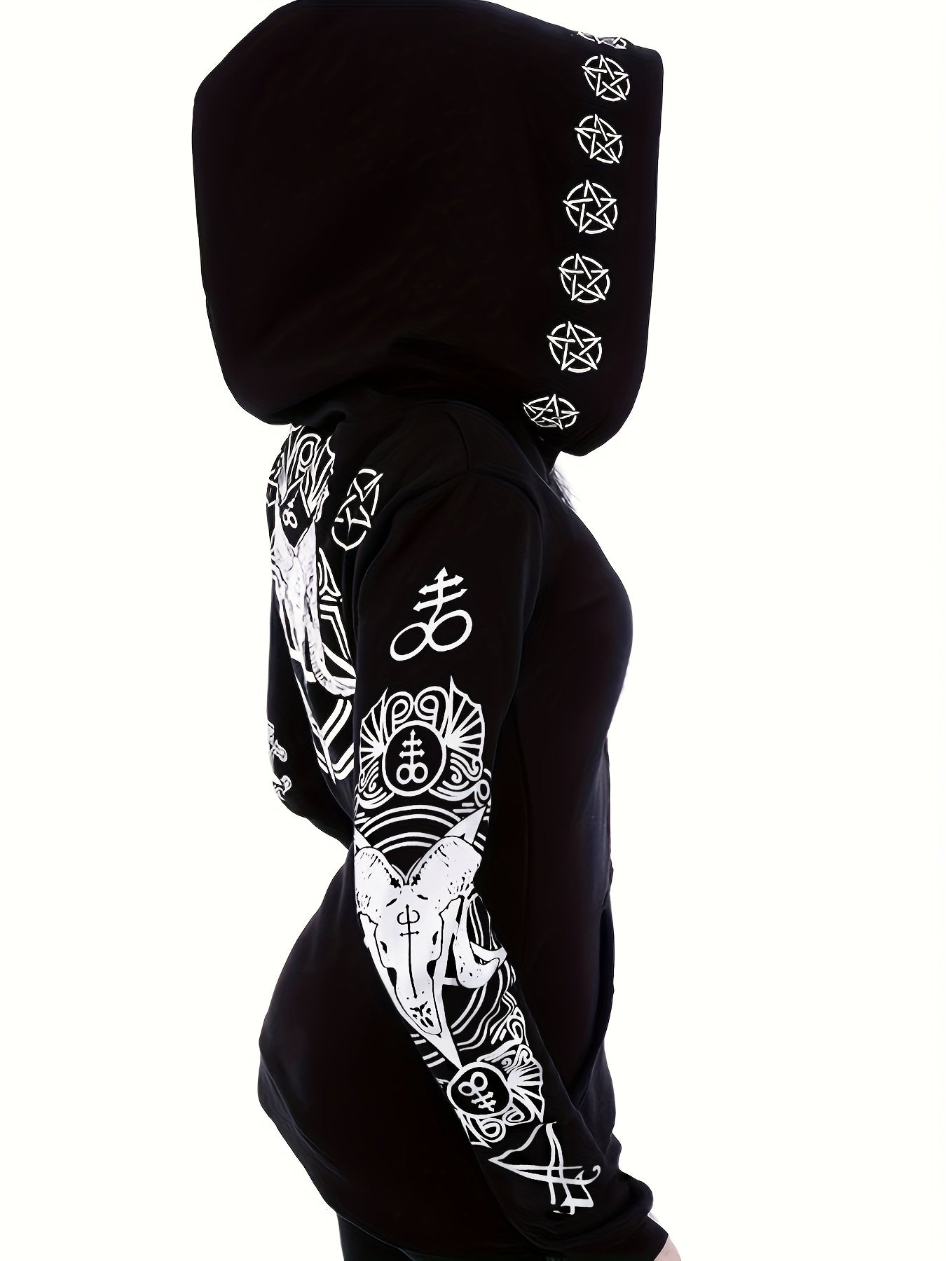 Women's Fashion Punk Style Geometric Print Zipper Sweatshirt NovaCart