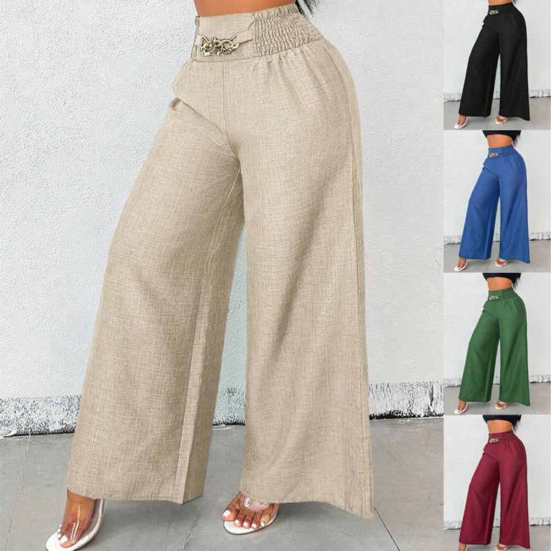 Women's High-Waist Drapey Wide-Leg Pants | Elastic Drawstring 5 Colors FitiqueFit