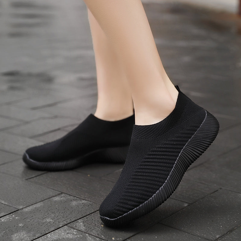 Women'S Lightweight Slip-On Sneakers, Solid Color Fabric Upper, Round Toe, MD Sole, Low Top, All-Season Casual Shoes for Running, Fitness, Dance, Walking, Travel NovaCart