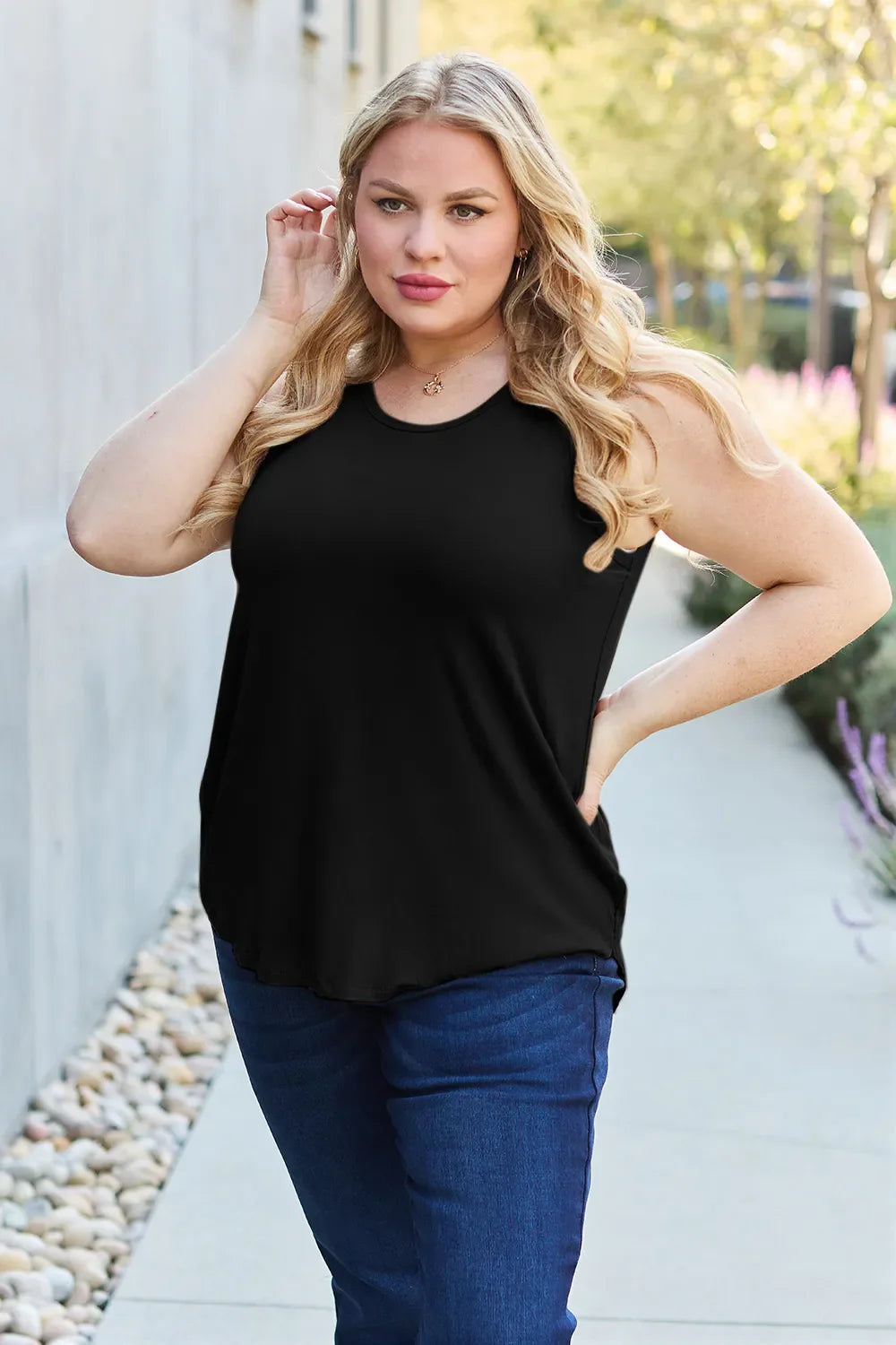 Basic Bae Full Size Round Neck Curved Hem Tank New Era Fashion LLc