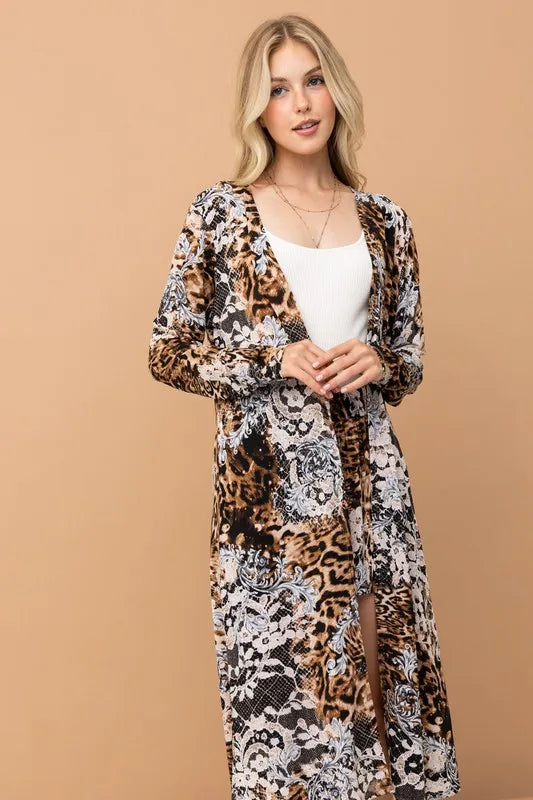 And The Why Animal Print Kimono and Shorts Set New Era Fashion LLc