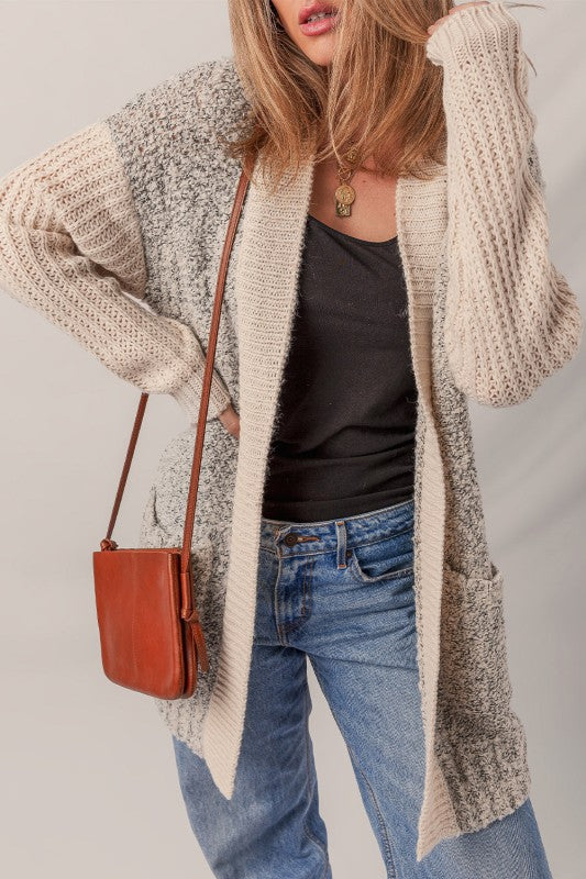 Colorblock Open Front Pocketed Cardigan Shop Style & More | Fresh Looks, Everyday Deals & Free Shipping