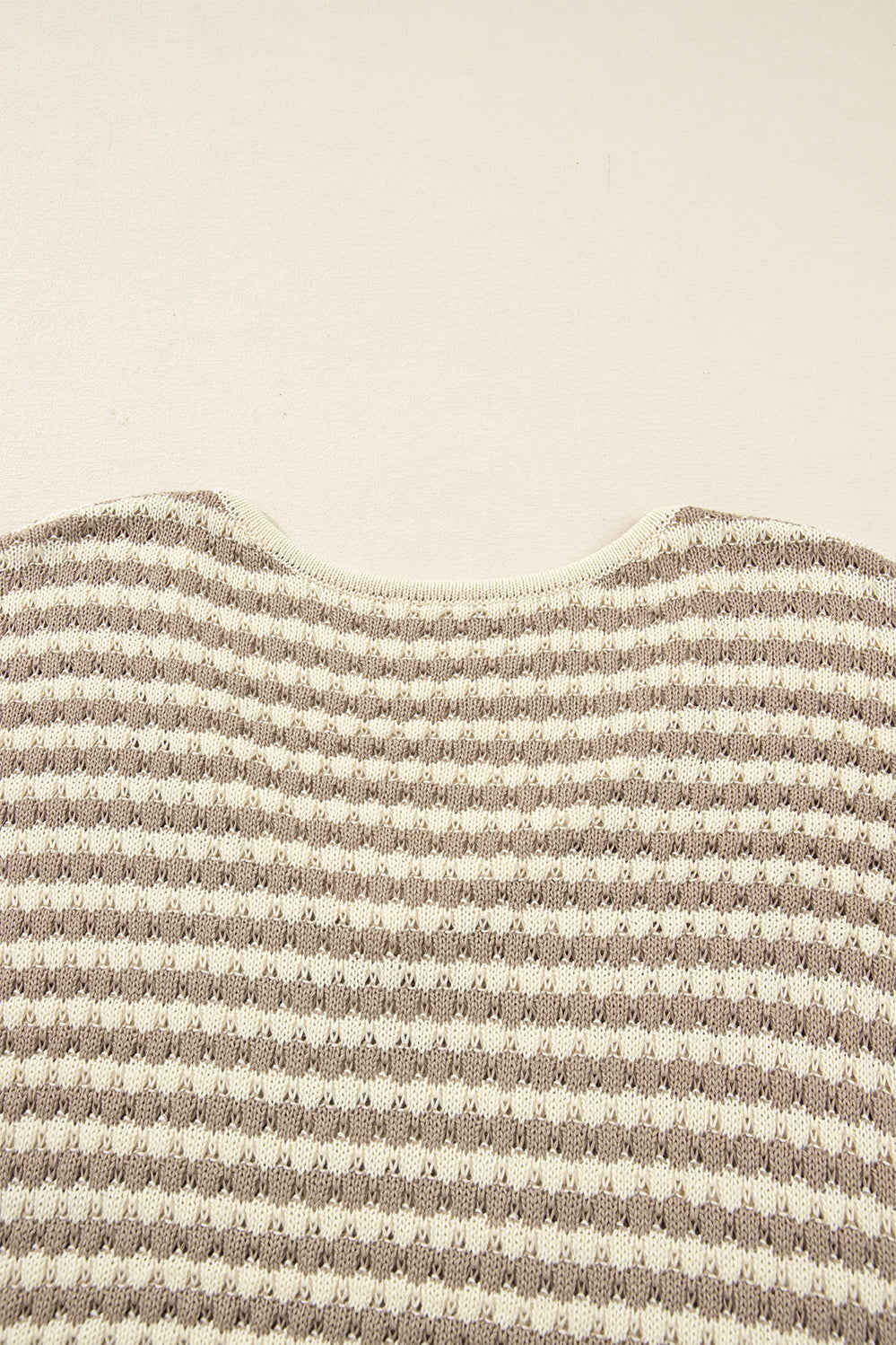 Khaki Stripe Plus Size V Neck Drop Shoulder Sweater Garden Naked Curves
