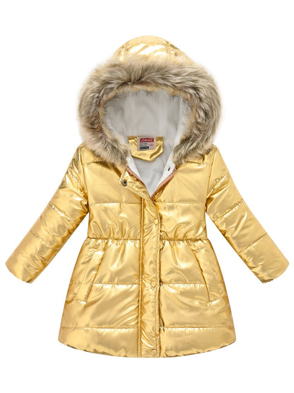 New Winter Collection for Older Kids: Unisex Mid-Length Glossy Thickened Hooded Jacket NovaCart
