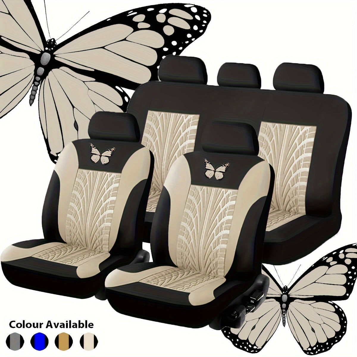 Butterfly Heat Transfer Craft Car Seat Cover for 5 Seats (Universal Type) NovaCart