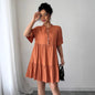 High-grade Simple Style Lace-up Solid Color Dress Women Grayceful LLC