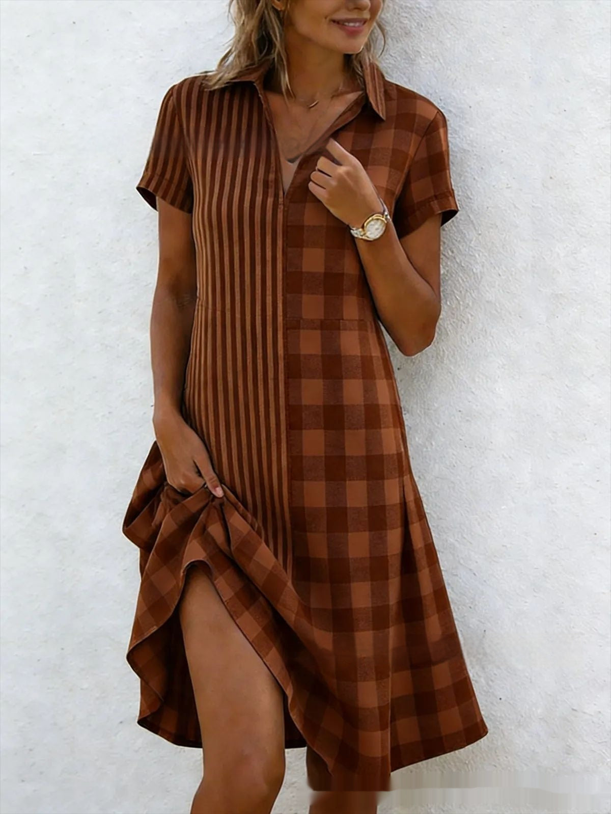 Women's Bohemian 3D Printed V-Neck Short-Sleeve Maxi Dress FitiqueFit