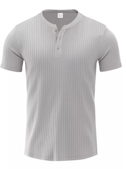 Men's Full Size Ribbed Button-Down Casual T-Shirt Plus Size New Era Fashion LLc