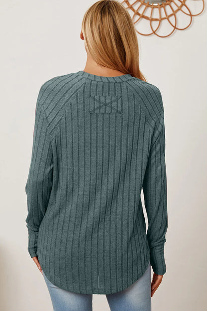 Basic Bae Full Size Ribbed Thumbhole Sleeve T-Shirt New Era Fashion LLc