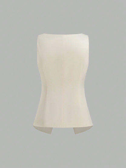 Women’s Minimalist Cinched-Waist Camisole – Single-Breasted Summer Tank FitiqueFit