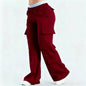 Women's Loose-Fit Casual Pants with Pockets – Solid Color Two-Tone Label FitiqueFit