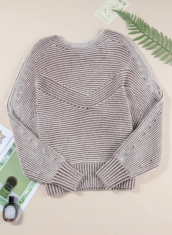 Stripe Ribbed Knit Boat Neck Sweater Shop Style & More | Fresh Looks, Everyday Deals & Free Shipping