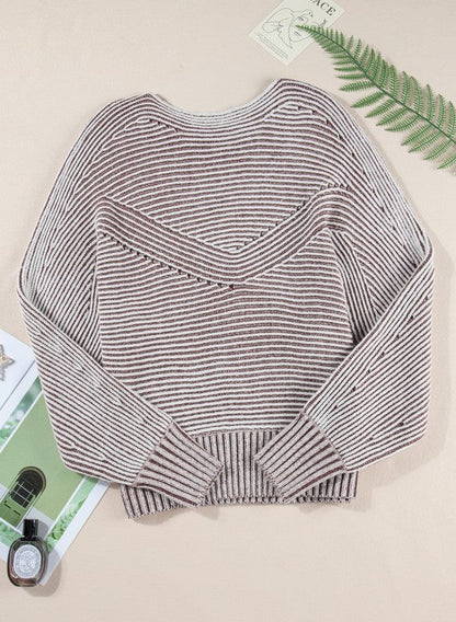 Stripe Ribbed Knit Boat Neck Sweater Shop Style & More | Fresh Looks, Everyday Deals & Free Shipping