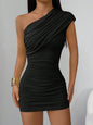 Pure And Seductive Off-Shoulder Pleated Sheath Mini Dress New Era Fashion LLc