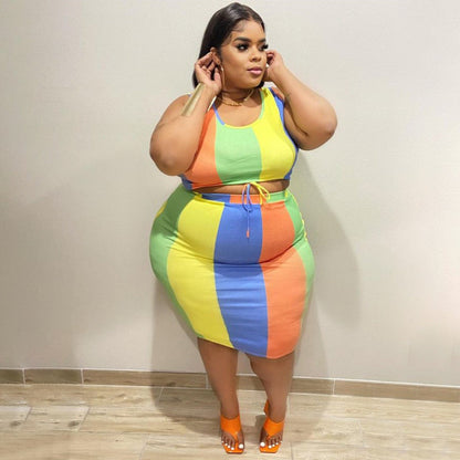 Sleeveless Color-Printed Pencil Skirt Trendy Elegant Plus-Size See size chart under “more details” The Fashion Celestial