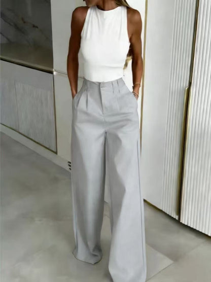 Women's Loose Flowing Straight-Leg Floor-Length Pants FitiqueFit