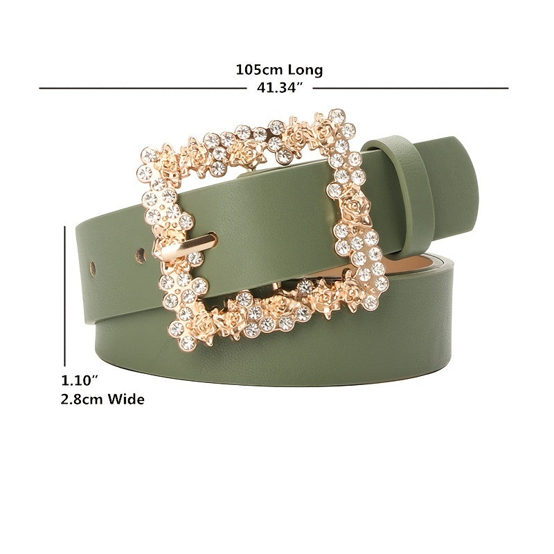 2023 Women'S Fashion Accessory, Elegant Alloy Rhinestone Pin Buckle Belt, Versatile Dress Decorative Accessory, Casual & Sporty Style, Hand Washable - Ideal for Weekend and Festive Occasions, Weekend Casual Wear|Elegant Acces NovaCart