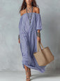 Women's Striped Loose-Fit Flared Maxi Dress – Holiday & Vacation FitiqueFit
