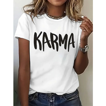 Short Sleeve Round Neck T-Shirt With 'KARMA' Print FitiqueFit