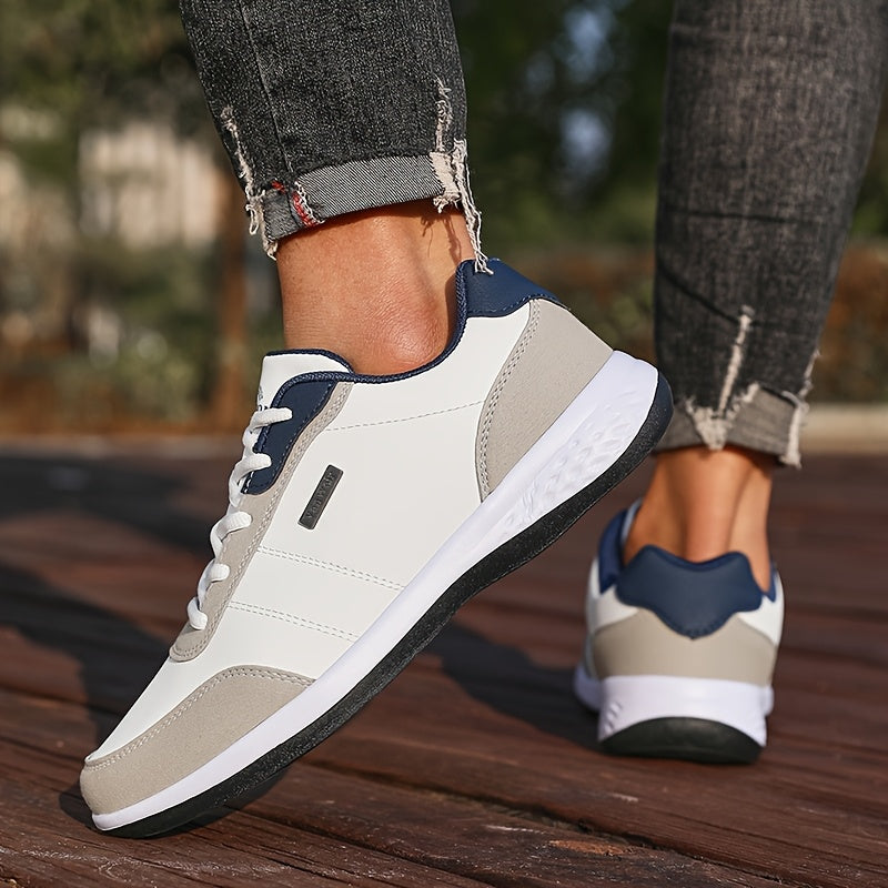 VanWeir Lightweight Men'S Shoes | Navy Blue/White, Lace-up sneakers with MD/TPR Sole, Breathable Fabric Lining for Outdoor, Hiking & Casual Wear NovaCart