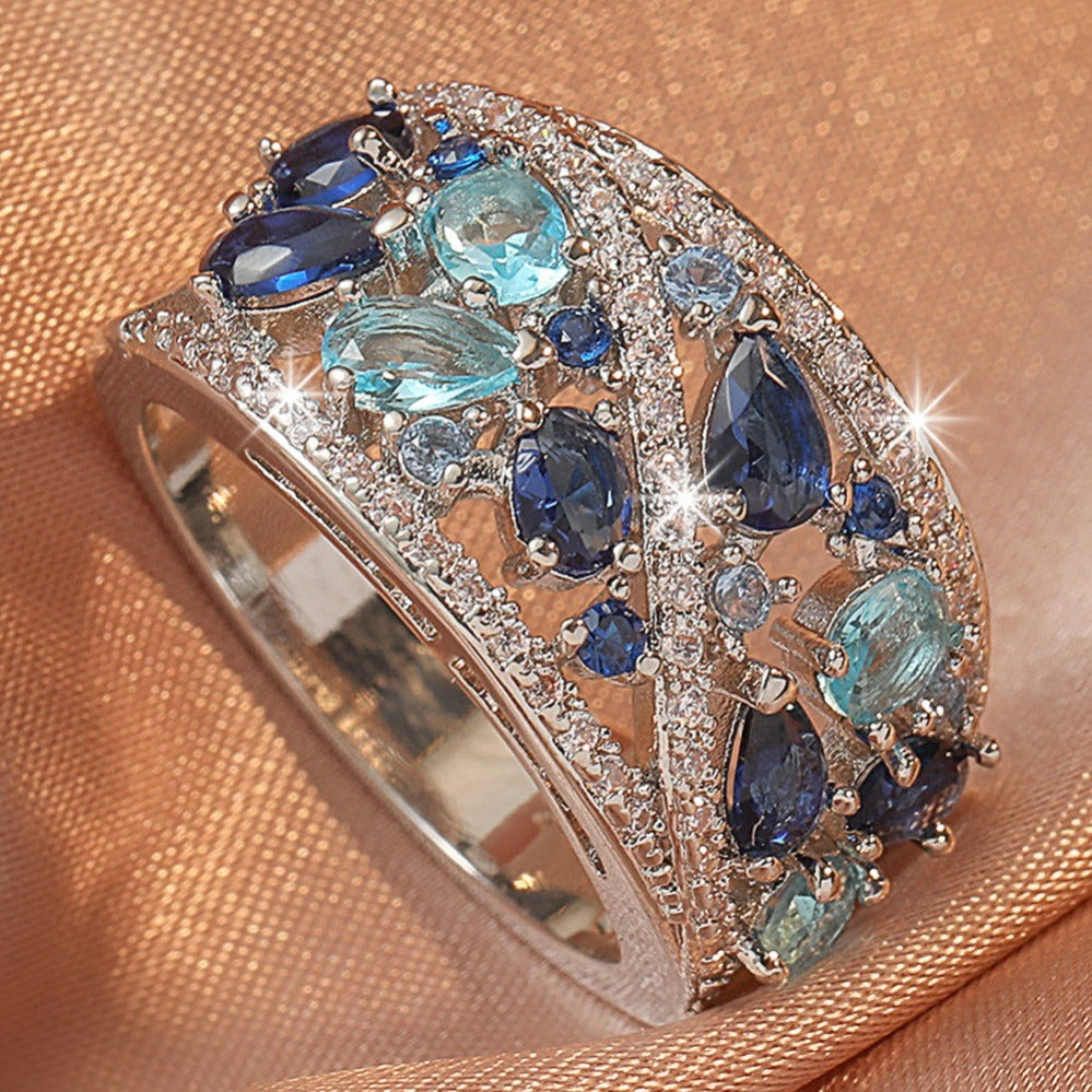 Bohemian Women's Couple Fashion Elegant Glass Synthetic Zirconia Gift Ring NovaCart