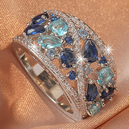 Bohemian Women's Couple Fashion Elegant Glass Synthetic Zirconia Gift Ring NovaCart