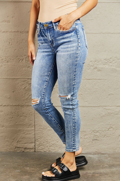 BAYEAS Mid Rise Distressed Skinny Jeans New Era Fashion LLc