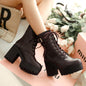 Women’s Chunky Heel PU Martin Boots | Large Size High Heel Boots FitiqueFit