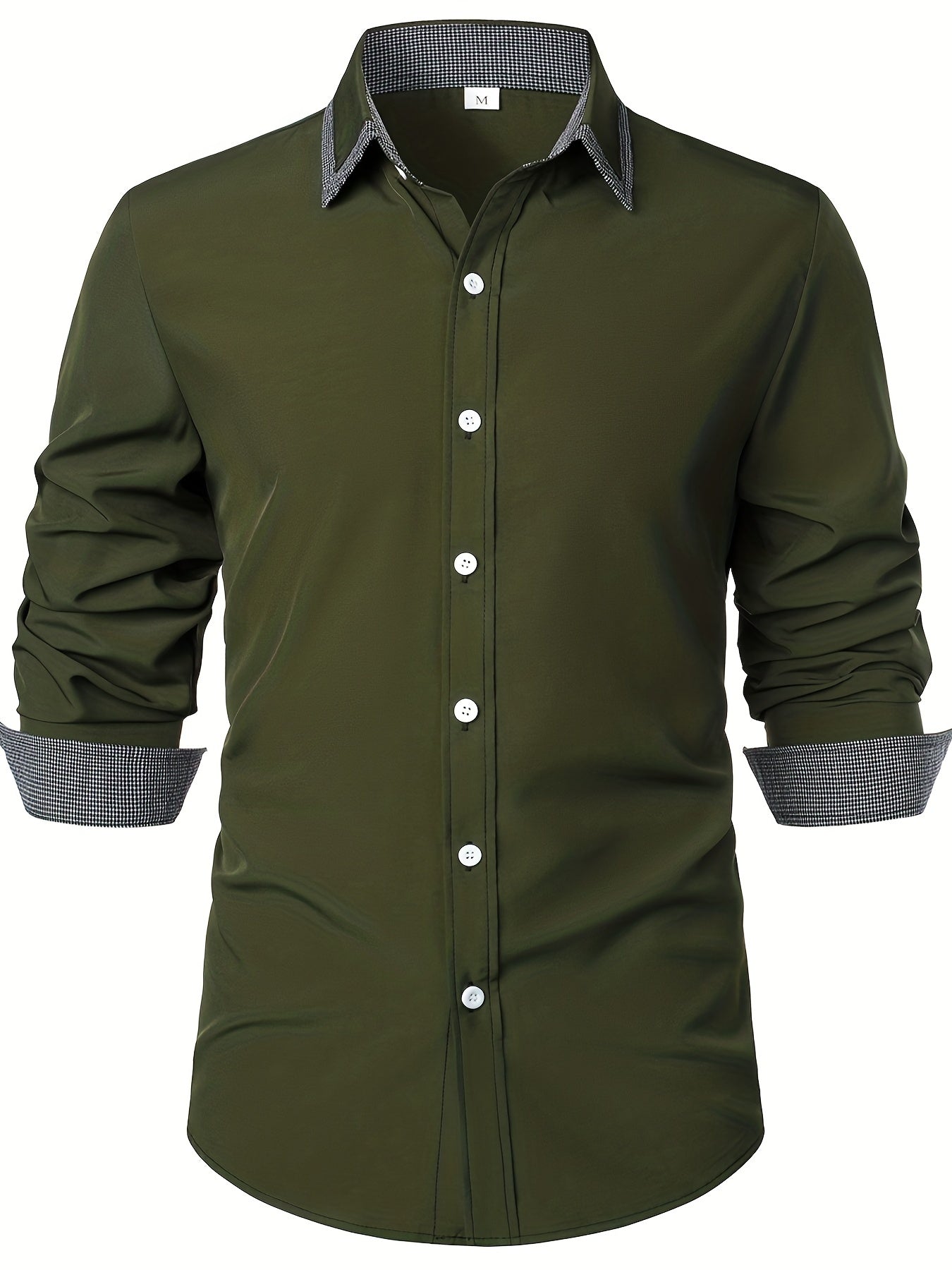 Men'S Color-Blocked Checkered Casual Long-Sleeve Shirt NovaCart