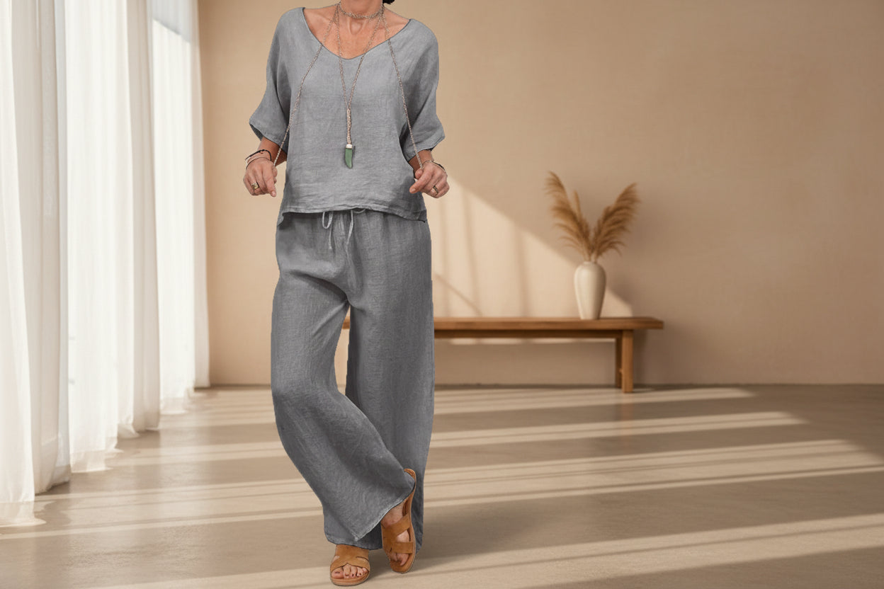 Women’s Multi Color Two Piece Set V Neck Top & Pants FitiqueFit