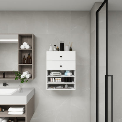 C1 Modular Wooden Closet Organizer System with 2 Drawers 3 Shelves Wall Mount Shelving for Walk in Closet Bedroom Organization Built in Clothes Storage White 23.62''W x 16.04''D x 31.49''H New Era Fashion LLc
