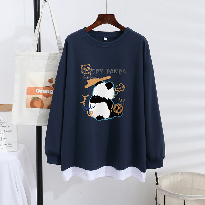 Women's Trendy Sweater Thin Loose Plus Size Fake Two Piece Top See size chart under “more details” The Fashion Celestial