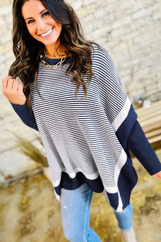 Stripe Colorblock Patchwork Dolman Sleeve Sweater Shop Style & More | Fresh Looks, Everyday Deals & Free Shipping