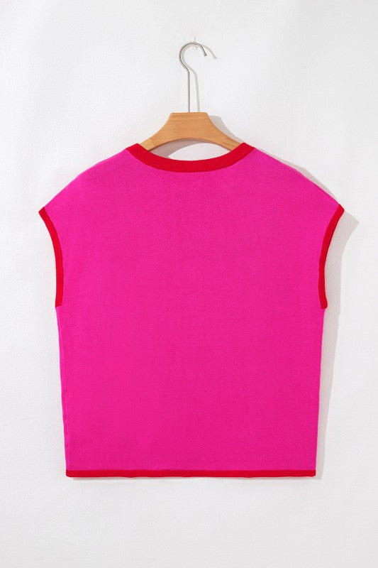 Contrast Trim Crewneck Short Sleeve Sweater Shop Style & More | Fresh Looks, Everyday Deals & Free Shipping