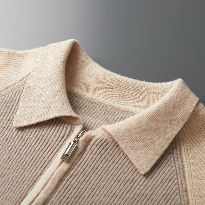 Half Zipper Contrast Color Lapels Sweater For Men Grayceful LLC