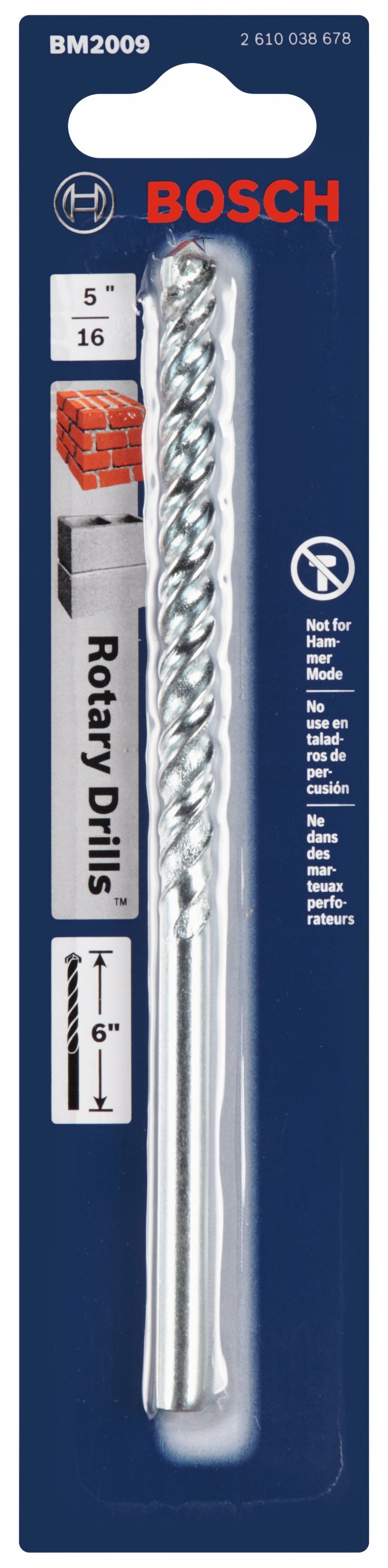 BOSCH BM2009 5/16 In. X 4 In. X 6 In. Fast Spiral Rotary Masonry Drill Bit VM Hardware
