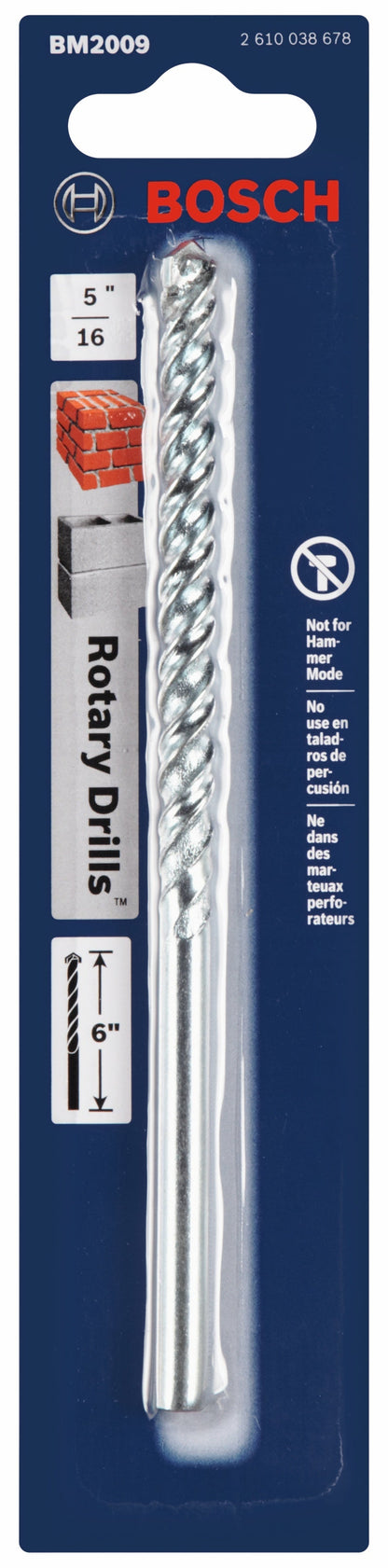 BOSCH BM2009 5/16 In. X 4 In. X 6 In. Fast Spiral Rotary Masonry Drill Bit VM Hardware