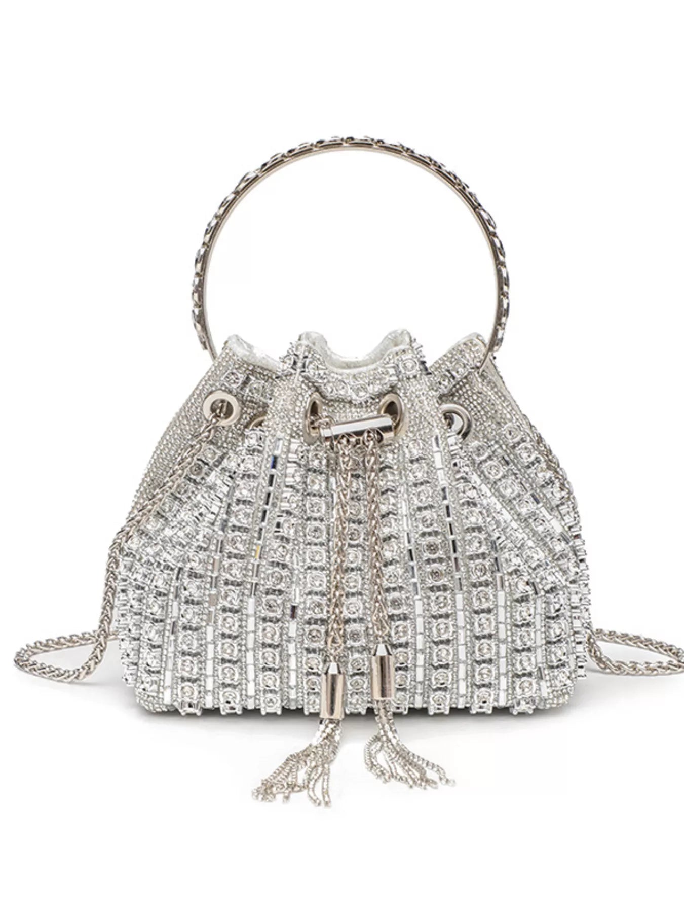Rhinestone Embellished Bucket Crossbody Bag New Era Fashion LLc