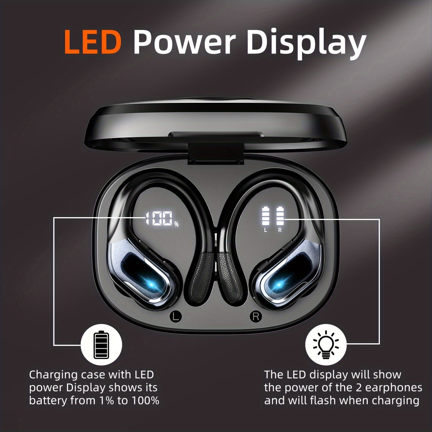 LIFEBEE New Wireless Earbuds for Running Sports, Wireless Earphones with Earhooks Pure Bass Sound, Over Ear Headphones ENC Noise Cancelling with Dual-LED Display, Earphones Built-in Microphone NovaCart
