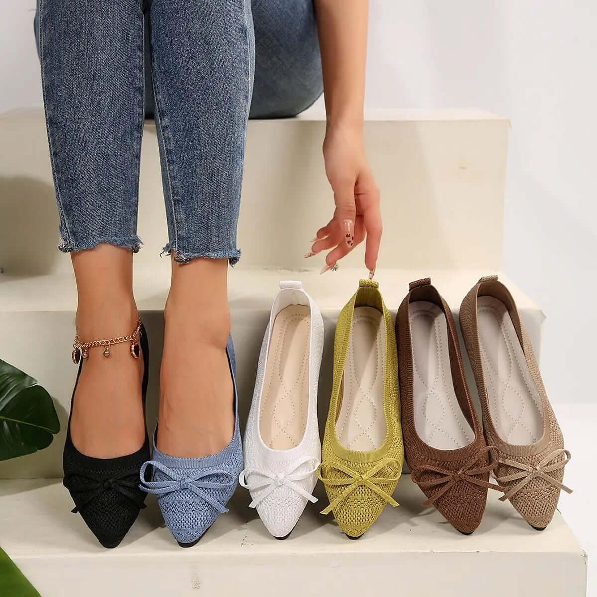 Knitted Pointed-toe Flats Shoes for Women - Ins Fashion SnagBag