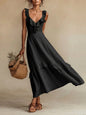Sleeveless Ruffle Detail High-Waist Maxi Dress – 7 Colors, S–3XL FitiqueFit