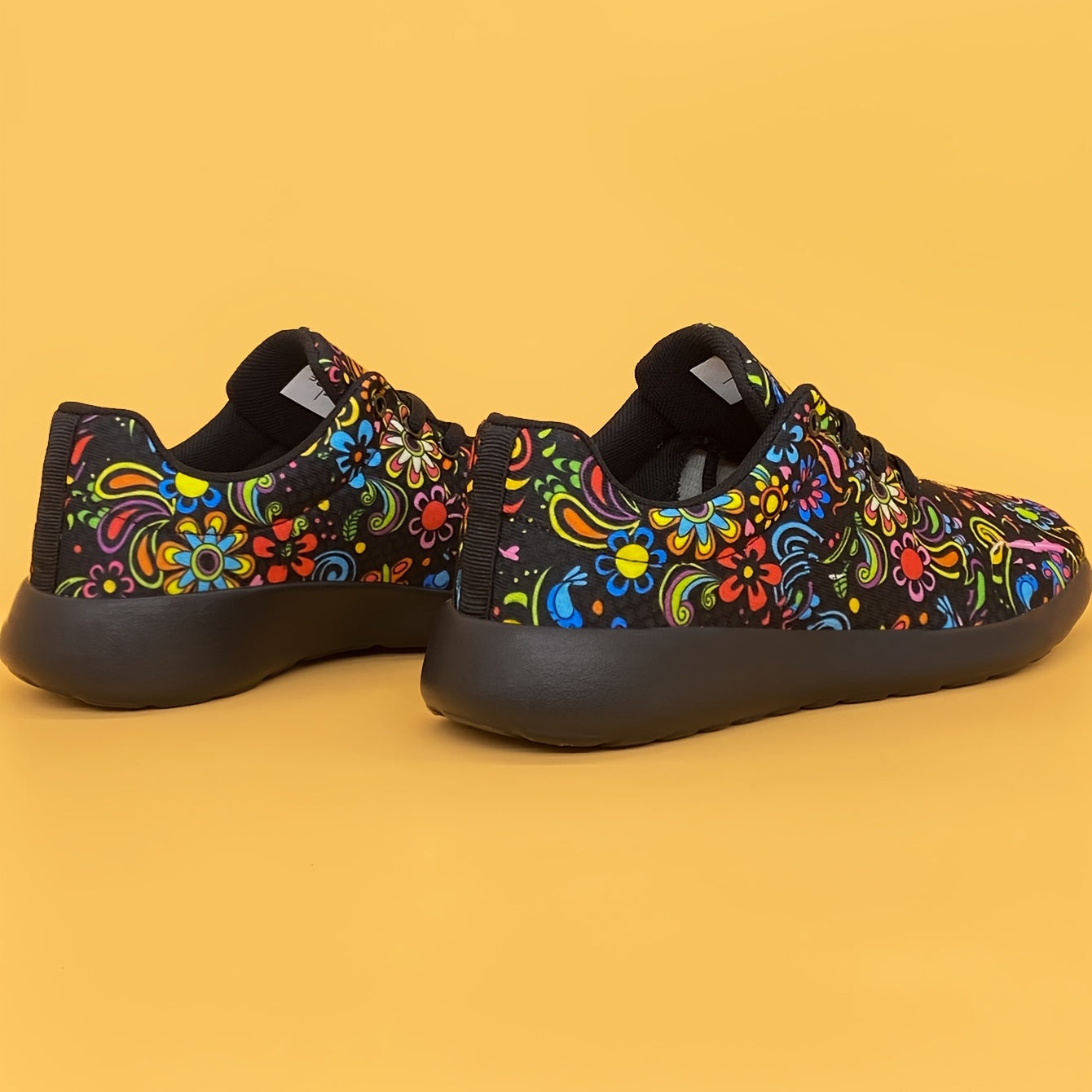Women's Mexican Flower Pattern Lightweight Sneakers - Lace-Up Running Shoes, Casual & Stylish - Breathable Fabric & Rubber Sole - For Women - Suitable for Everyday Wear, Running & Casual Outings - Perfect Gift for Fashionable NovaCart